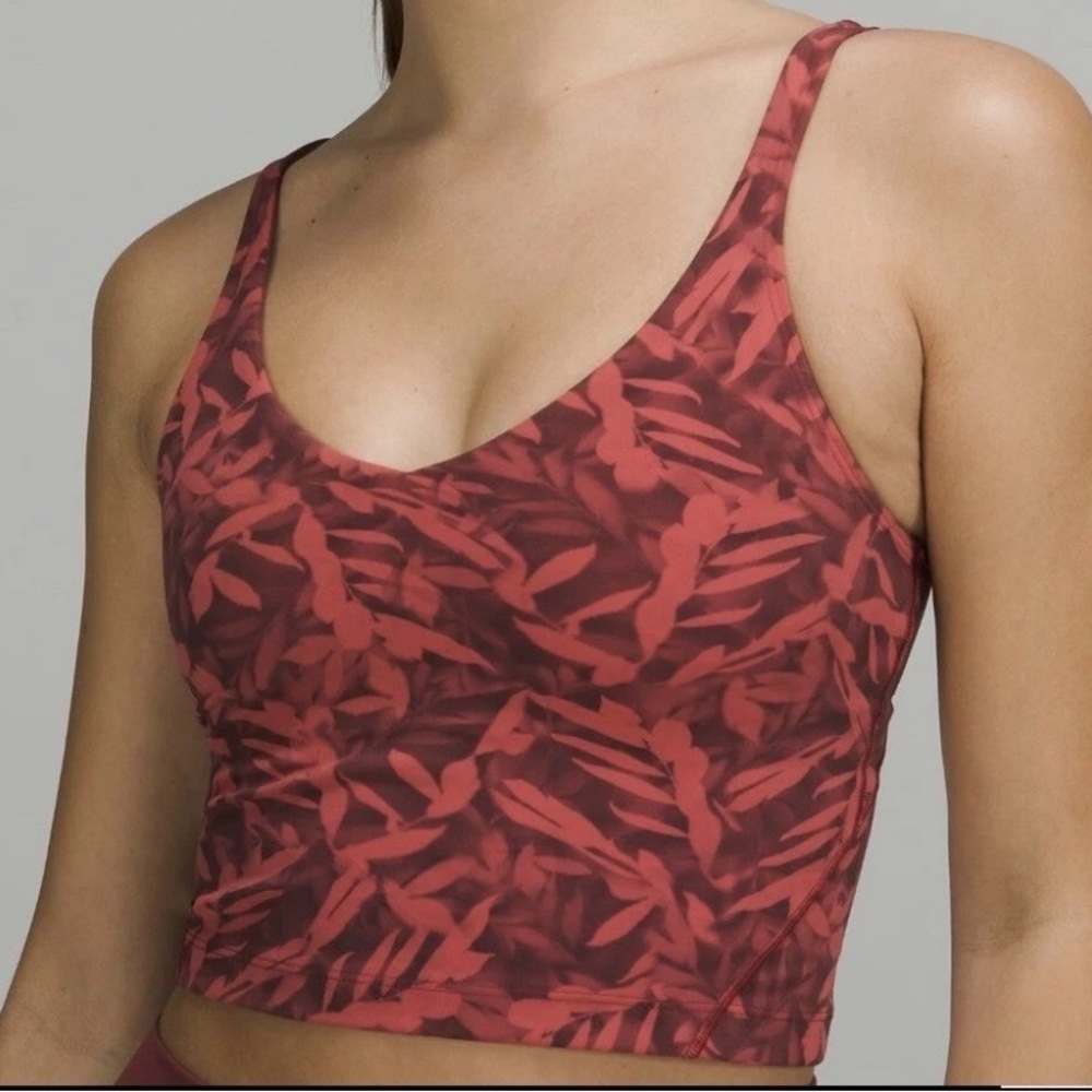 Lululemon Align Cropped Tank  sz 4 Spray Leaf Fireside Red Multi EUC Active